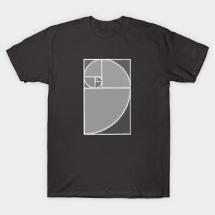 gray fibonacci spiral T-Shirt